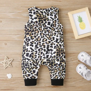 New Baby Meitene Drēbes, Bērnu, Zīdaiņu Kombinezonus Baby Girl Leopard Romper bez Piedurknēm Jumpsuit Tērpiem Vasaras Toddler Apģērbu 0-24M 1