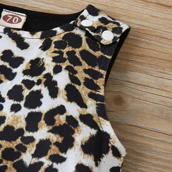 New Baby Meitene Drēbes, Bērnu, Zīdaiņu Kombinezonus Baby Girl Leopard Romper bez Piedurknēm Jumpsuit Tērpiem Vasaras Toddler Apģērbu 0-24M 3