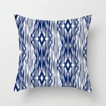 Ziemeļvalstu minimālisma stilā zila druka ģeometriskā grafikas mākslas spilvendrāna spilvena vāka mājas apdare dīvāns auto dekorēšana 1