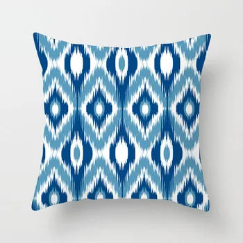 Ziemeļvalstu minimālisma stilā zila druka ģeometriskā grafikas mākslas spilvendrāna spilvena vāka mājas apdare dīvāns auto dekorēšana 2