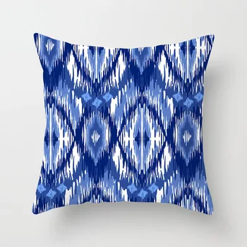 Ziemeļvalstu minimālisma stilā zila druka ģeometriskā grafikas mākslas spilvendrāna spilvena vāka mājas apdare dīvāns auto dekorēšana 5