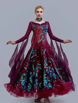 Violeta Izšuvumi Sieviešu Elegantais Vīnes Valsis Kleitas Mūsdienu Deju Standarta Balles Deju Tērpi