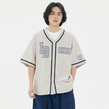 Krekls Vīriešiem Beisbola Japāna Streetwear Cityboy Modes Zaudēt Gadījuma Īsām Piedurknēm Krekli, Vīriešu, Sieviešu, Korejiešu Vintage Krekls Blūze