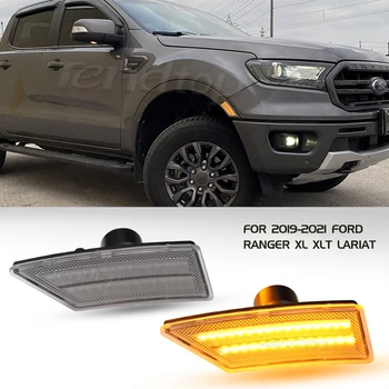 Dinamiskā Amber LED Pagrieziena Signāla Sērijveida Gaismas Atpakaļskata Mirgo Spogulis Indikators Ford Ranger XL XLT Lariat 2019 2020