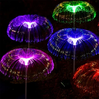 LED Saules Gaismas Dārza Rotājumi Krāsains Optisko Šķiedru Medūzas Gaismas Zālienu Grīdas Lampa Villa Pagalms, Dekoratīvās Lampas