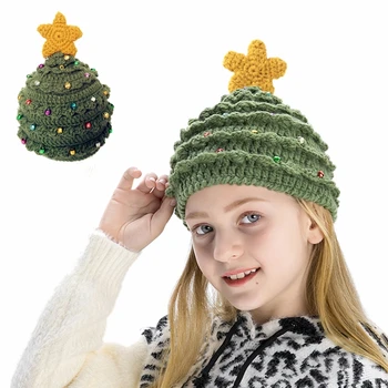 Ziemas Ziemassvētku cepuri unisex vecāku un bērnu adīta cepure pieaugušajiem bērniem, brīvdienu silta vilnas cepure tamborēšanas beanie cepure vairumtirdzniecība