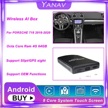 Carplay Bezvadu Ai Rūtiņu Bluetooth Dual Android PORSCHE 718 2018-2020 Auto Auto Radio Multimediju Atskaņotāja Smart Box HDMI