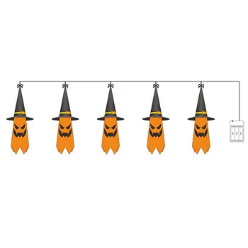 Halloween Gaismas, Bateriju Darbināmas 5 LED Halloween Rotājumi String Gaismas, Biedējošu Karājas Apgaismota Gara Wizard Hat