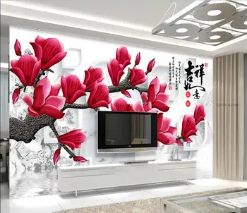 3d tapetes custom sienas anaglyph red Magnolijas ziedu glezniecības fona viesistaba, mājas dekoru, foto tapetes sienām, 3d