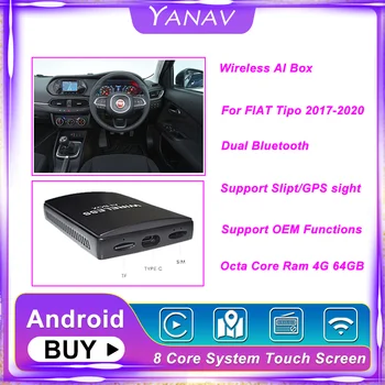 Octa Core Carplay Bezvadu Ai Rūtiņu Bluetooth Dual Android FIAT Tipo 2017-2020 Auto Auto Radio Multimediju Atskaņotāja Smart Box HDMI
