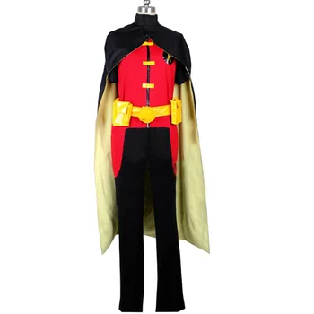 2018 Pieaugušo Jauno Tieslietu Robin Kostīmu Vienotu Melns Apmetnis Jumpsuit Vīriešiem Halloween Cosplay Kostīms Apģērbs