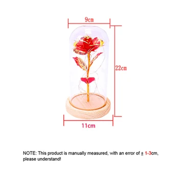 Ir 2021. LED Enchanted Konservēti Rozes Stikla Galaxy Rose Puķu LED Gaismas Mākslīgie Ziedi Ziemassvētku Valentine Dāvanu Meitenēm 5