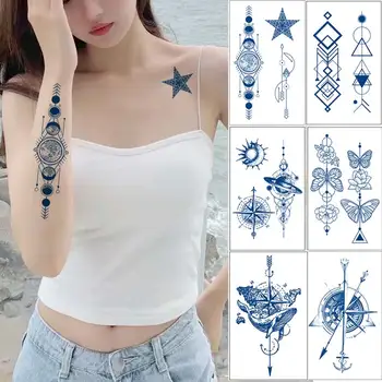 Augu izcelsmes Sulas Ģeometriskā Tetovējumu Uzlīmes, kas Ilgst Ūdensnecaurlaidīgus Pagaidu Tetovējumiem Body Art Piedurknēm Underboobs Viltus Tetovējums Sievietēm