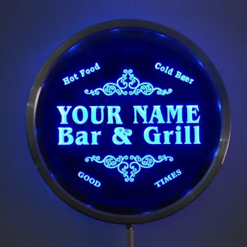 rs-u-tm Custom LED Neona Apaļas Zīmes 25cm/ 10 Collu Personalizētu Bar & Grill Zīme RGB Multi-Krāsu Tālvadības Bezvadu Kontroles