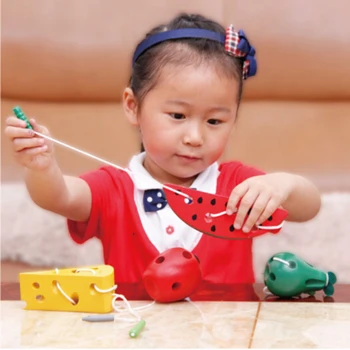 Bērnu Bērniem, Montessori Mācību Līdzekļiem, Koka Vītņu Rotaļlietas Koka Puzzle Apgaismības Spēles Rotaļlietas Kukaiņi Ēd Augļus, Sieru, Rotaļu Labirints