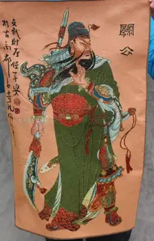 Ķīnas kolekcija Thangka izšuvumi guangong diagramma