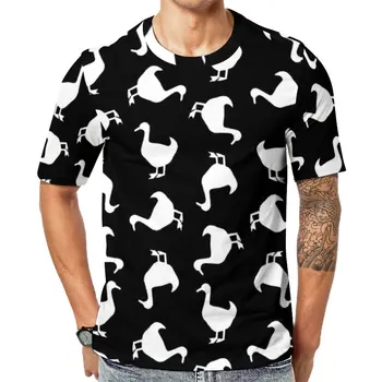 Dzīvnieku Siluetu T-Krekls Melnā Un Baltā Pīle Vīriešiem Trending T Krekli Premium Custom Tee Krekls ar Īsām Piedurknēm EMO Lielgabarīta Topi 0