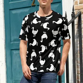 Dzīvnieku Siluetu T-Krekls Melnā Un Baltā Pīle Vīriešiem Trending T Krekli Premium Custom Tee Krekls ar Īsām Piedurknēm EMO Lielgabarīta Topi 2