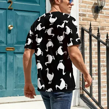 Dzīvnieku Siluetu T-Krekls Melnā Un Baltā Pīle Vīriešiem Trending T Krekli Premium Custom Tee Krekls ar Īsām Piedurknēm EMO Lielgabarīta Topi 3