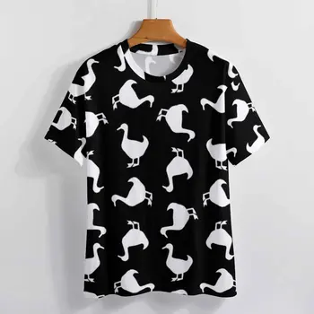 Dzīvnieku Siluetu T-Krekls Melnā Un Baltā Pīle Vīriešiem Trending T Krekli Premium Custom Tee Krekls ar Īsām Piedurknēm EMO Lielgabarīta Topi 5