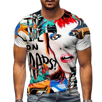 Vīriešu Ielu Grafiti Print T-Krekls O Apkakli, Īsām Piedurknēm Zaudēt Hip Hop Plus Lieluma Vīriešu Apģērbs