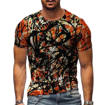 Vīriešu Ielu Grafiti Print T-Krekls O Apkakli, Īsām Piedurknēm Zaudēt Hip Hop Plus Lieluma Vīriešu Apģērbs 5