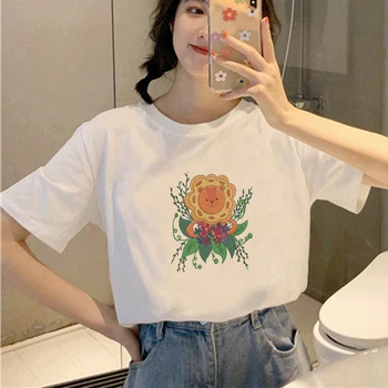 Harajuku Estētisko tshirt sieviešu Multiplikācijas filmu Lauva personības Drukāšana, Topi, Sieviešu T-krekls Vintage 90s Karikatūra korejas drēbes 4