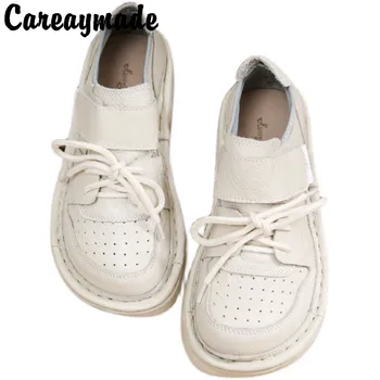 Careaymade-Genuine ādas muffin apavi ērti biezu grunts mežģīnes neglīts, gudrs kurpes gadījuma studentu sieviešu kurpes vienas kurpes