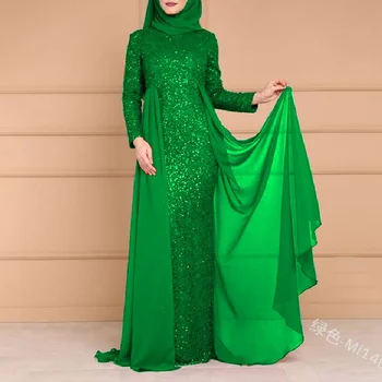Cutubly Grīdas Drēbes Sequin Kleitas Femme Slavenība Modes Slim Garām Piedurknēm Kleitas, Eleganti Svārki Tērpiem Bodycon Musulmaņu Vestidos