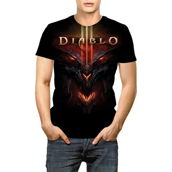 Diablo Vasarā Jaunu Vīriešu T Krekls Lielgabarīta Vaļīga Apģērba Modes Amerikā Koku Iespiesti O Gredzenūbele retro stilā T krekls