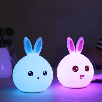 Trusis LED Nakts Gaisma USB Uzlādēt 7 Krāsu Maiņa Gaismas Bērniem Silikona Pieskarieties Pieskarieties Sensora Kontroles Nakts Gaisma