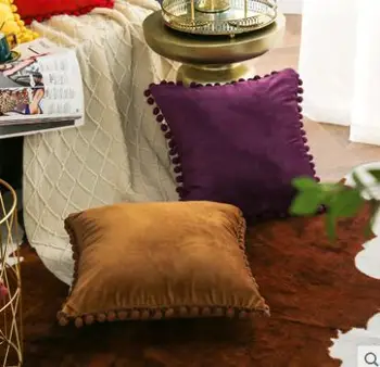 Nordic style apelsīnu kažokādu bumbu spilvendrāna dīvāna spilvens segums guļamistaba bay logu gultas spilvena vāka 1