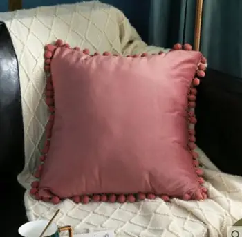 Nordic style apelsīnu kažokādu bumbu spilvendrāna dīvāna spilvens segums guļamistaba bay logu gultas spilvena vāka 2