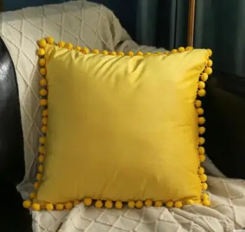 Nordic style apelsīnu kažokādu bumbu spilvendrāna dīvāna spilvens segums guļamistaba bay logu gultas spilvena vāka 5