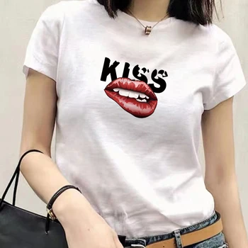 Ir 2021. Vintage Harajuku 90s Grafiskais t-veida Topi Sexy Lūpām Tshirts Sieviešu Funny T Krekls Balts T Sieviešu Apģērbs
