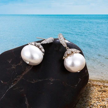 Karstā pārdošanas Modes nerūsējošā tērauda dabas pērļu auskari Sieviešu kulons ausu gredzeni piemērota kāzu Dāvanas 2 krāsas