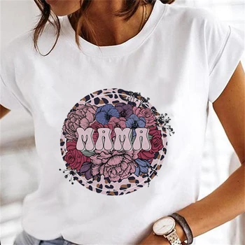 Ar īsām Piedurknēm T Krekls Grafiskais Tee Sieviešu Apģērbs, Sieviešu Gadījuma Mamma Ziedi 90s Mama Top Modes Drukāt Tshirts Vasaras T-Krekls