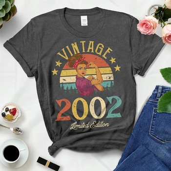 Vintage 2102 Limited Edition Sieviešu T Krekls 21. 21 Gadu Vecs Dzimšanas dienu Māte, Mamma, Sieva Dāvanu Kokvilnas Melns T-krekls Dāmas Drēbes