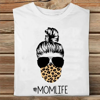 Sievietēm ar Īsām Piedurknēm 90s Pavasara Vasaras Leopard Mamma Mamma Mamma Modes Apģērbu Drukāt Tshirt Sieviešu Tee Top Dāmas Grafiskais T-krekls