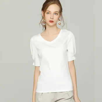 Ir 2021. jaunu modes T-krekls Dāmas Slim Kokvilnas ar Īsām Piedurknēm