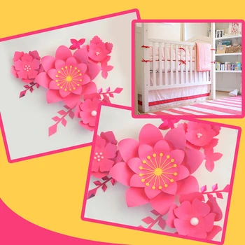 Roku darbs Rožu Viegli pagatavojams DIY Papīra Ziedi Rožu Lapām noteikti Bērnudārza Sienas Deco Baby Dušas Meitenes Istaba Fona Video Pamācības