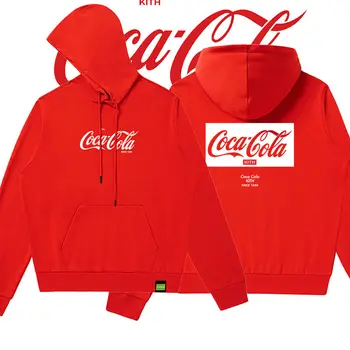 CocaCola Modes Zīmola kith Co zīmolu vīriešu un sieviešu ielu modes pāra pelēkā vārna gadījuma mētelis sieviešu džemperis