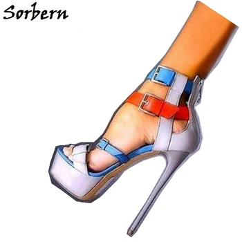 Sorbern Feminina Krāsas Vasaras Sandales Pasūtījuma Dizaineru Zīmolu Apavus Dāmām, Modes Platforma Open Toe Sandales Lielo Izmēru 10