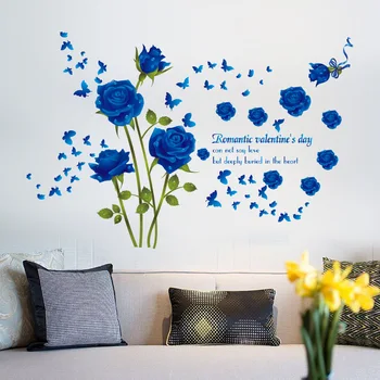 Jaunas Personības Dekoratīvās Blue Rose Radošo Sienas Uzlīmes, Guļamistaba, Dzīvojamā Istaba, Sienas Uzlīme