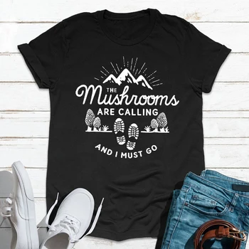 Sēnes Ir Aicinājums, Un man Jāiet T-krekls Smieklīgi Sēņu Medības T Gadījuma Sievietes Grafiskais Mycologist Top Tee Krekls 0