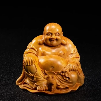 6/8cm Mini Smieties Koka Buda Maitreja Nelielas Figūriņas Koka Statuju Kolekcija Budas Smejas Buddha Statue Mājas Apdare