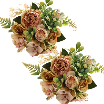 Mākslīgie Ziedi, 2gab Viltus Peonija, Zīda Hydrangea Ziedu Pušķis, Ziedi Kārtību, Galda Centerpieces