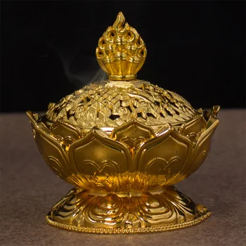 Radošā Mini Izsmalcinātu Mazo Sakausējuma Astoņas Auspicious Lotus Vīraks Degļu Vīraka Kvēpināmais Trauks Budistu Mājas Dekoratīvi Rotājumi