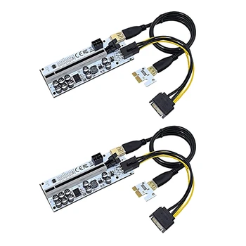 VER012 MAX PCI-E Stāvvadu Karte PCI-E 1X, Lai 16X Grafikas Stāvvadu Karte Ar 10 Cieto Kondensatori/LED Gaismu BTC Ieguves