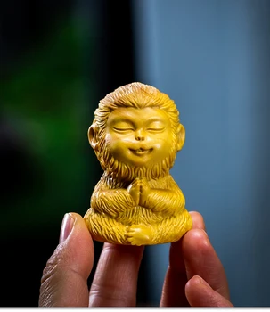 6 CM Saule wukong Roku Cirsts Boxwood Statuetes Griešanai Monkey King Skulptūru - #ZDS001